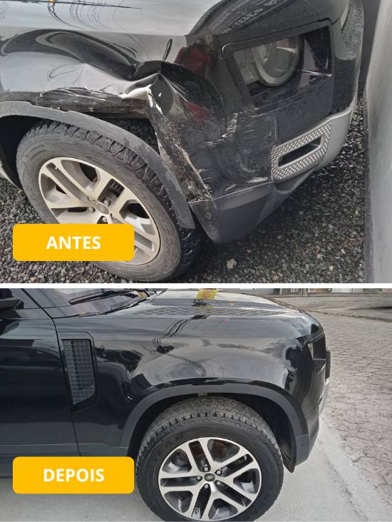 Antes e Depois de vários de nossos serviços de funilaria e pintura