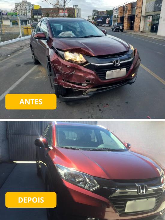 Antes e Depois de vários de nossos serviços de funilaria e pintura