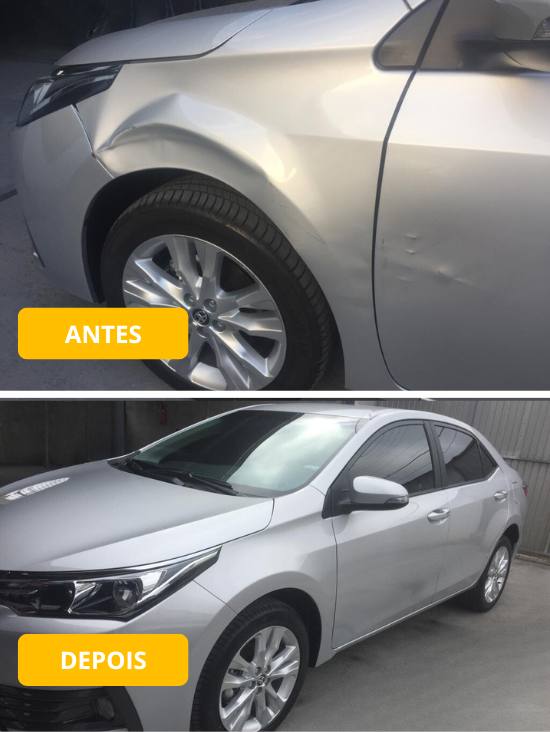 Antes e Depois de vários de nossos serviços de funilaria e pintura